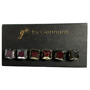 G By Gennaro Set Of 3 Gold Silver Tone Square Stud Earrings NEW